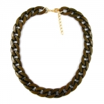 necklace, curb chain, dark olive green