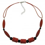 necklace, dark red & black beads
