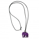 necklace, elephant, purple-marbled