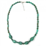 necklace, eye-catching beads, green-black, 55cm