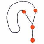 necklace, eye-catching beads, red, 90cm