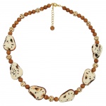 necklace, fantasy beads, ivory-brown, 53cm