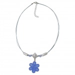 necklace flower pendant blue