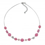 necklace glass beads pink 45cm