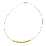 necklace glass beads yellow mirrored