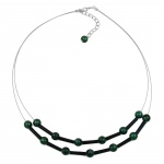 necklace green and black beads on coated flexible wire