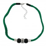 necklace, green cord, matte polished