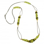 necklace, green-olive, beads, 100cm