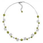 necklace green-olive-silky beads