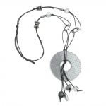 necklace, grey, beads, 90cm