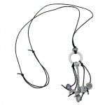 necklace, grey beads 90cm