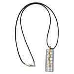 necklace, grid & snake, silver-gold, 70cm