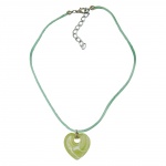 necklace, heart with hole, green