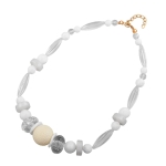 necklace,  honeycomb bead white, beads white & transparent
