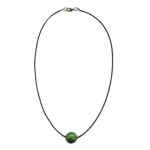 necklace, jeans bead, green/ silver coloured