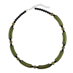 necklace, khaki-black, plastic beads