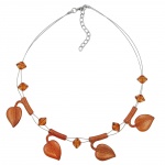 necklace leaf beads brown-coloured on coated flexible wire 44cm