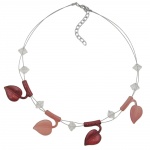 necklace leaf beads brown-tones-coloured on coated flexible wire 44cm