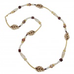 necklace, leafs, beige-brown, 92cm