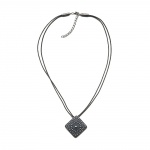 necklace, metal pendant, grey cord