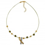 necklace metal pendant x gold and graphit coloured matt 42cm