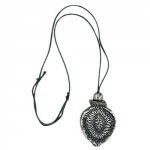 necklace, oxide silver pendant, grey cord