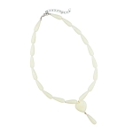 necklace pear beads heart cream-colored