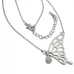 necklace, pendant, butterfly wing, white gold coloured