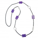 necklace, pillow, lavender-silver crystal, 100cm