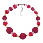 necklace, pink-red, matte-shiny, 42cm