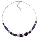 necklace purple beads on coated flexible wire 49cm