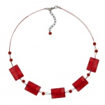 necklace rectangle beads silky-red