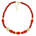 necklace, red and gold-coloured beads