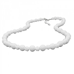 necklace, round beads and knot beads, white