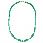 necklace, silky shimmering beads, green