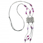 necklace, silver-coloured, purple, 90cm