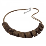 necklace, slanted bead, brown marbled