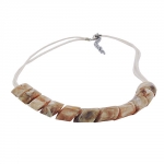 necklace, slanted beads, beige marbled