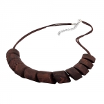 necklace, slanted beads, brown marbled