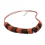 necklace, slanted beads, mixed brown