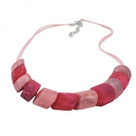 necklace, slanted beads pink-mixed