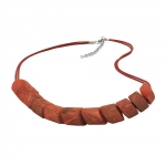 necklace, slanted beads, rust-brown