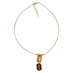 necklace square pendants brown gold coloured