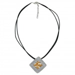 necklace, square, silver-gold, 45cm