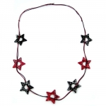 necklace, star black-silver, red, 100cm