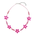 necklace star, pink-metallic, rose cord