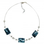 necklace steel-blue and white beads on coated flexible wire 45cm