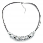 necklace, stone bead, crystal-silver 50cm