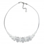 necklace, transparent/faceted/white beads