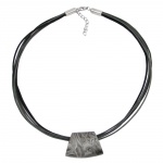 necklace, trapezium, grey-black, 50cm